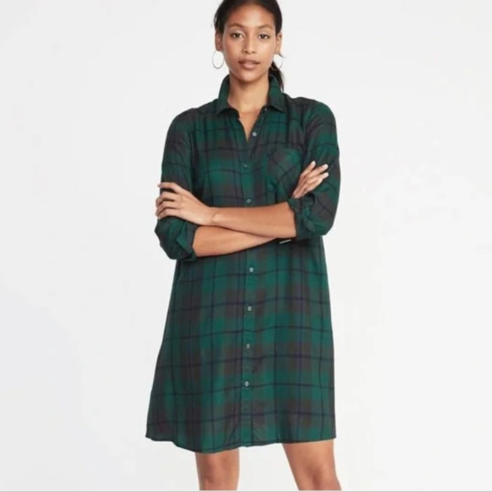 Old Navy Plaid Shirt Dress - Knee Length